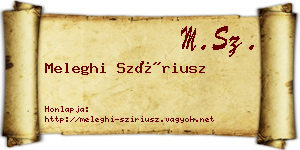 Meleghi Szíriusz névjegykártya